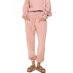 NEW POLL french terry jogger pants in rose quartz